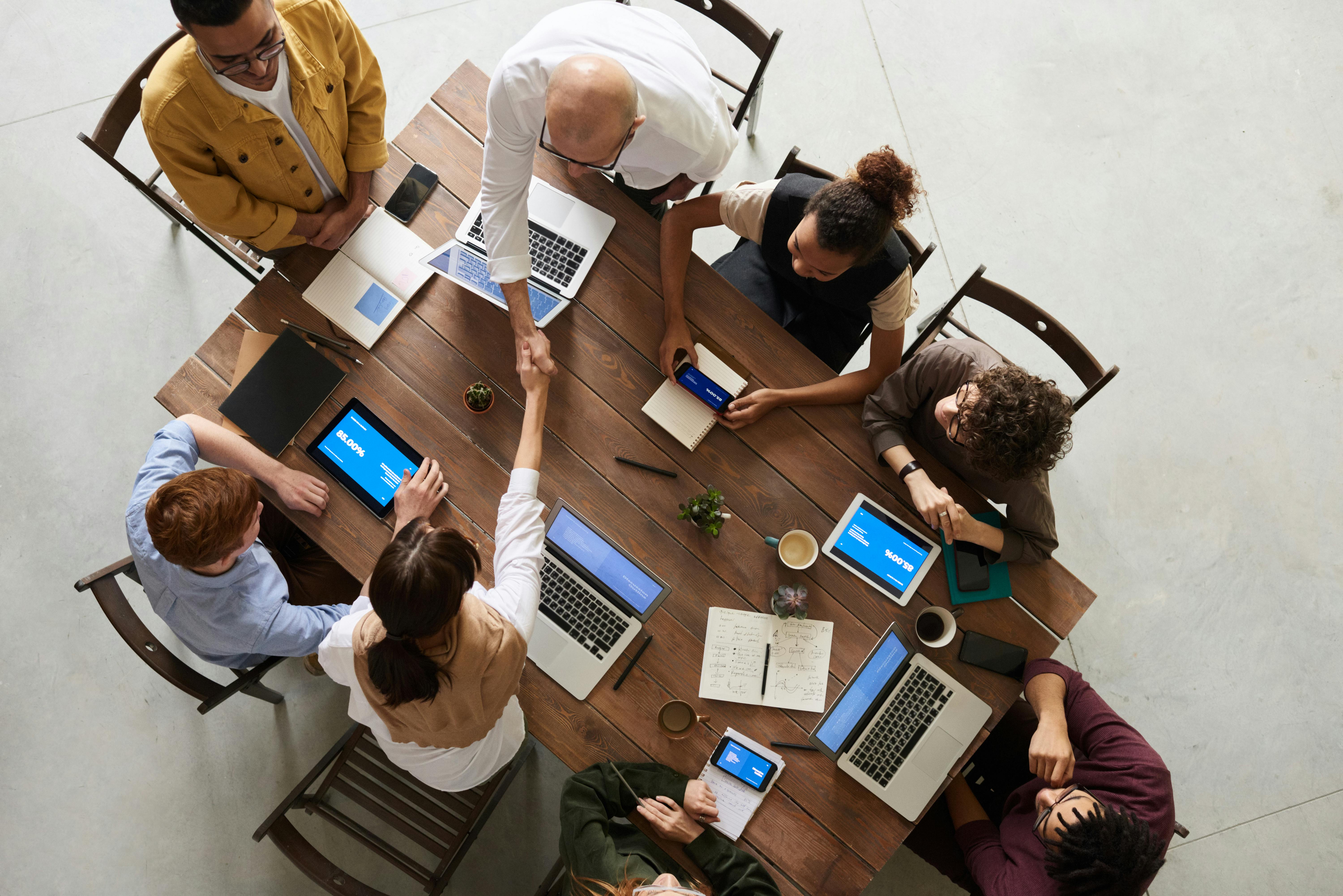 Team collaborating in a meeting